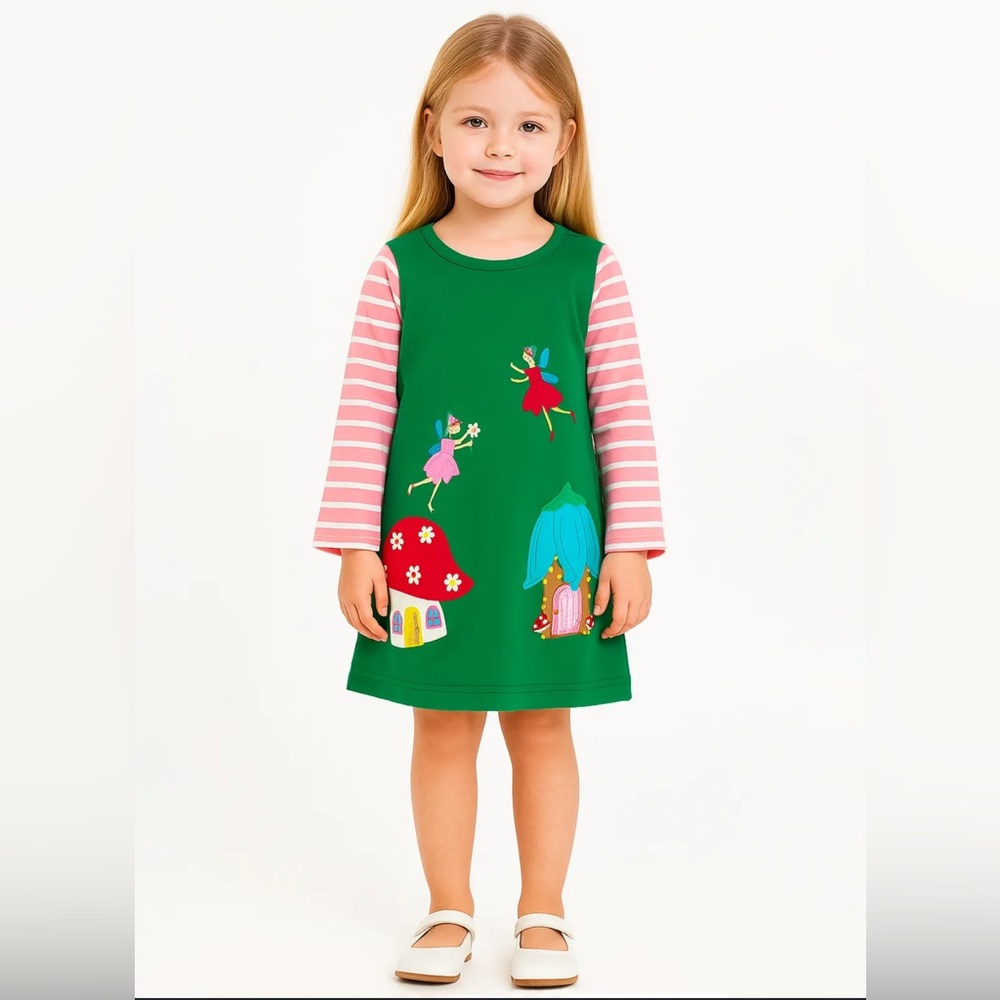Mini Boden Fairies Big Applique Pocket Tunic dress